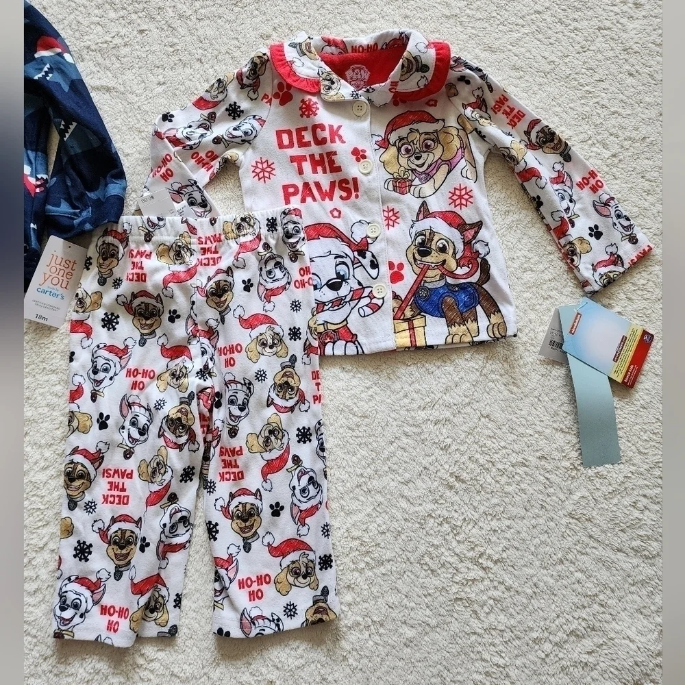 Nwt toddler boy/ girl Christmas pajamas bundle size 2t Baby shark and Paw patrol